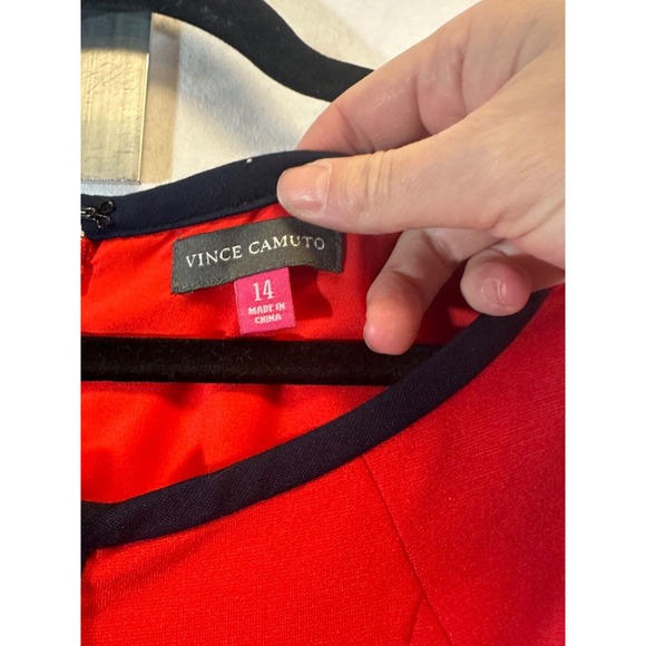 NEW VINCE CAMUTO Women's 14 Red Sleeveless Midi Sheath Dress Modern Voyage E5 - Picture 3 of 7